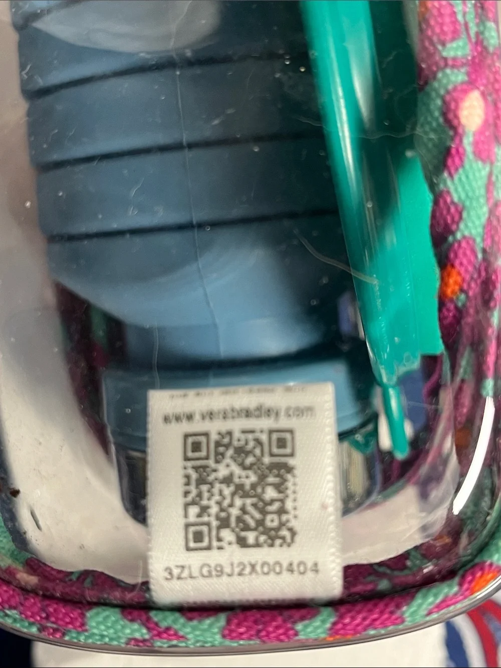 Vera Bradley Clear Pouch with Pink Floral Trim and Teal pet Accessories